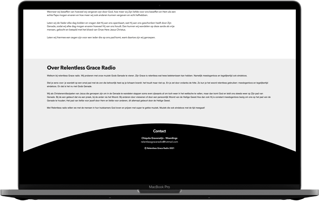 The former version of the about section on desktop