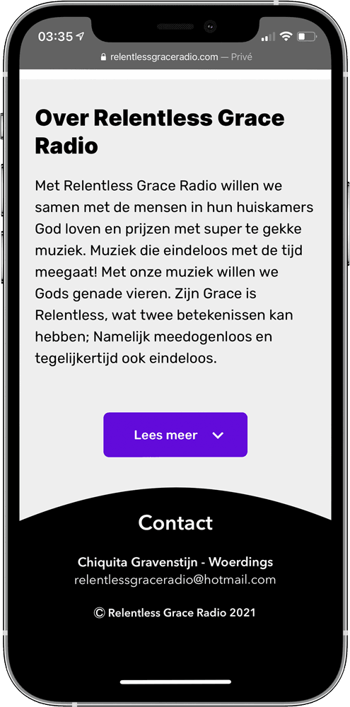The improved version of the about section on mobile