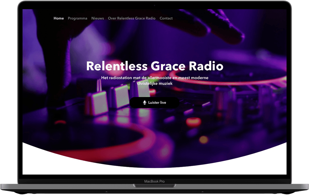 Final design of the website header