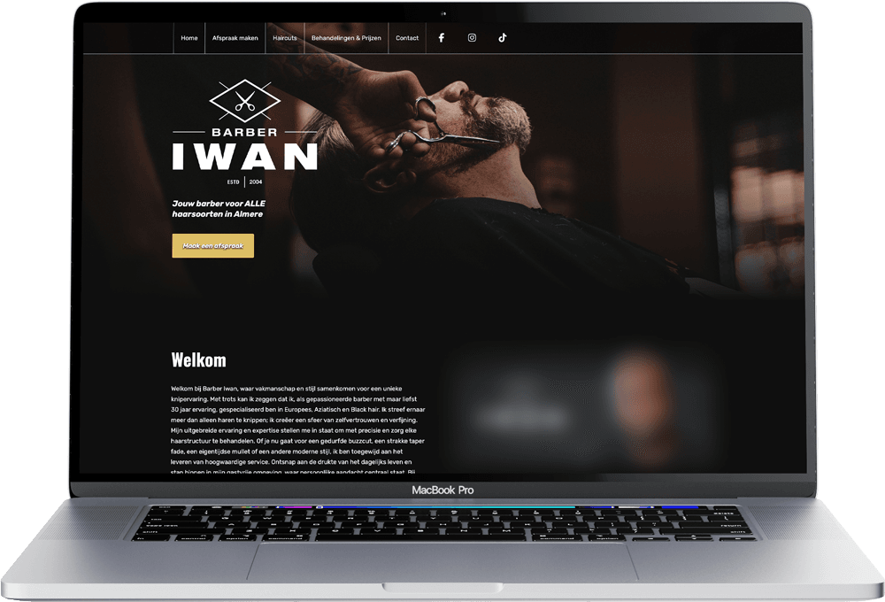 The home page of the website