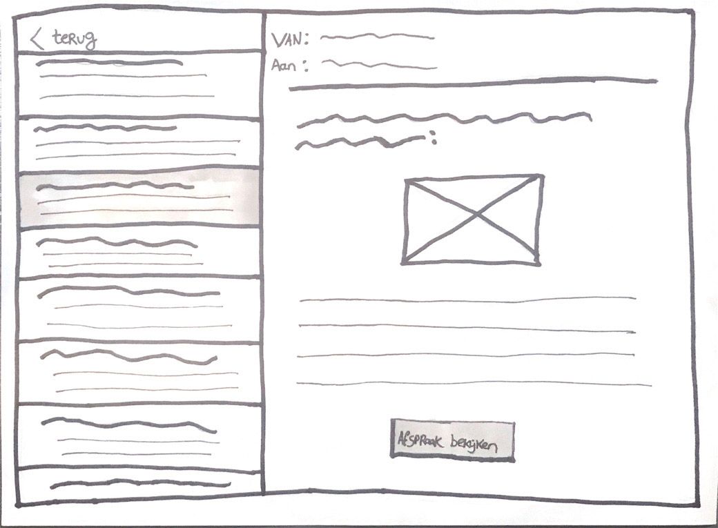 Wireframe of the home monitoring dashboard email client screen
