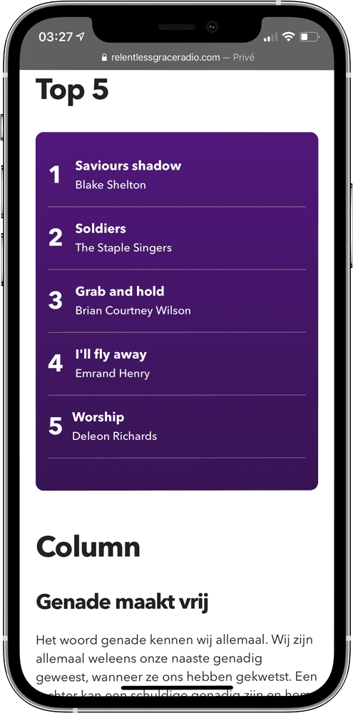 The former version of the top 5 songs in a list
